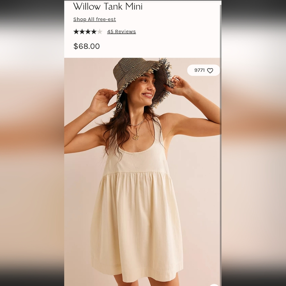 Free People Cream Scoop Neck Sleeveless Mini Dress